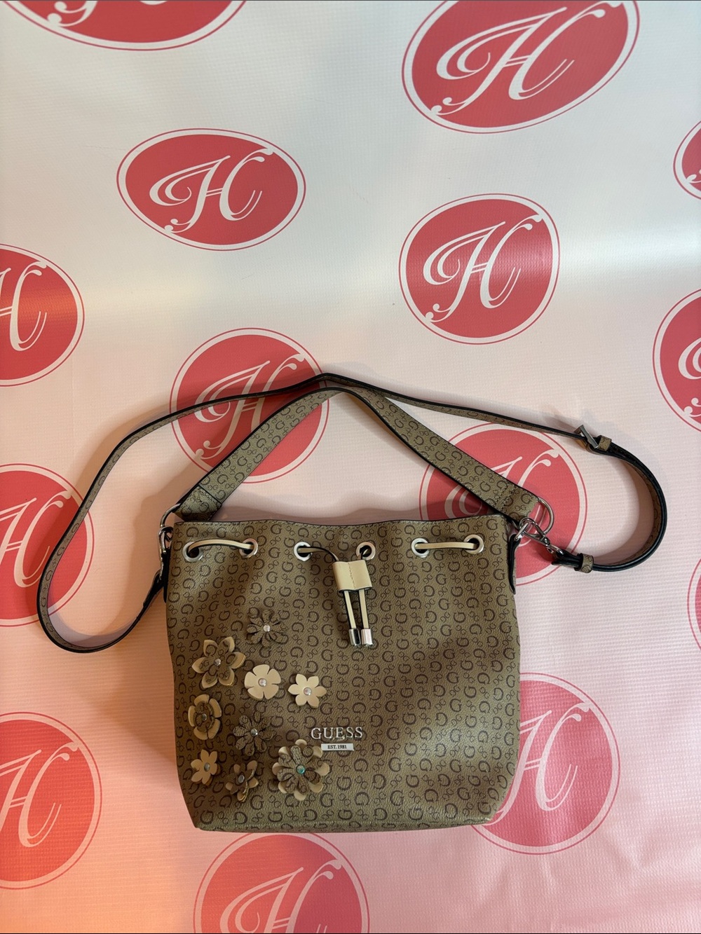 Guess Tan Floral  crossbody